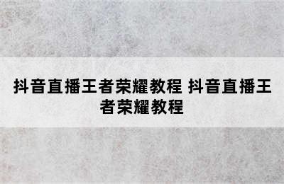 抖音直播王者荣耀教程 抖音直播王者荣耀教程